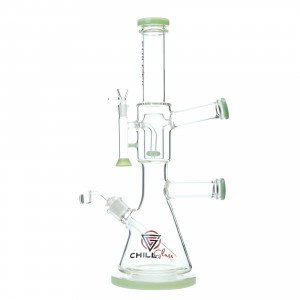 Chill Glass - 18.5" Dual Joint & Mouthpiece Shower Head Perc Beaker Water Pipe - [JLA-37]