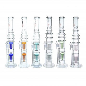 Chill Glass - 20.4" Chill Glass Double Tree Perc Water Pipe - [JLA-74]