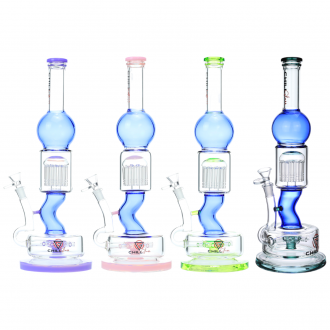 Chill Glass - 15.5" Globular Rippleicious Dual Perc Water Pipe [JLB-12]