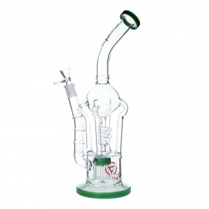 15.5" Chill Glass Spiral Coil W/ Jelly Fish Perc Recycler Water Pipe [JLB164]
