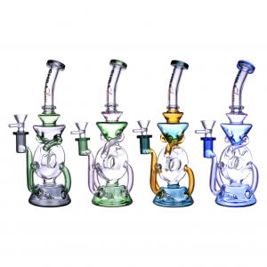 Chill Glass - 10" Dual Color Donut Recycler Water Pipe - [JLD-81A]