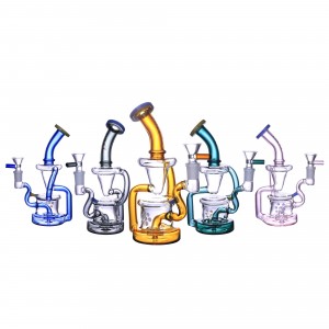 Chill Glass - 8" Fumed Hourglass Recycler Water Pipe - [JLE-253]