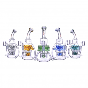 Chill Glass - 8.5" Pillar Perc Tusk Recycler Water Pipe - [JLE-259]