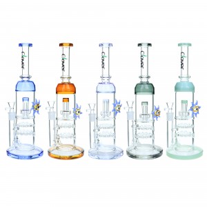 12.5" Clover Glass Double Disk & Matrix Perc Water Pipe [WPB-317]