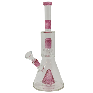 Pink Honeycomb Multi Perc Beaker Water Pipe - [D1513]