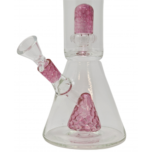 Pink Honeycomb Multi Perc Beaker Water Pipe - [D1513]