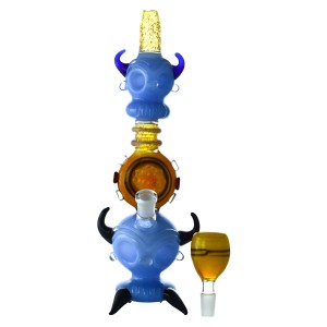 11.5" Devilish Horned Skull Water Pipe - Assorted Colors