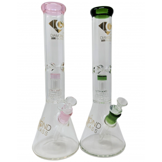 14.5" Diamond Glass Matrix Perc Beaker Water Pipe [DGW614K]