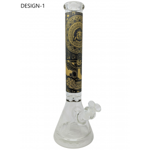 16.5" Diamond Glass Hieroglyphic Sandblasted Beaker Water Pipe [V1020]