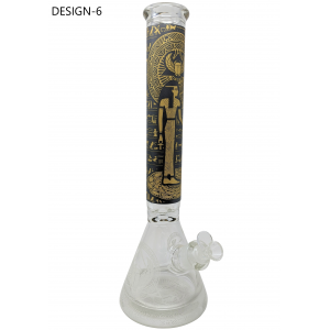 16.5" Diamond Glass Hieroglyphic Sandblasted Beaker Water Pipe [V1020]