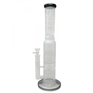 16" Sand Blasted Triple Honeycomb Perc Water Pipe Rig (Transparent Black) - [ES21240]