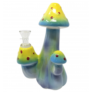 7.5" Growing Mushrooms Ceramic Water Pipe Rig - [FCP006]