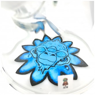 18" AFM Glass Flower Monkey Clear 9mm Glass Beaker Bong