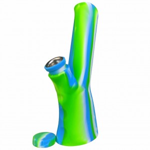 8" Silicone Tye-Dye Straight Water Pipe with Metal Bowl - [FTWAT0289]