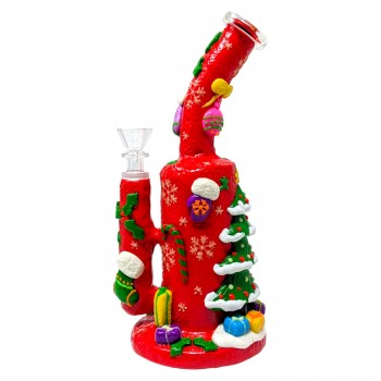 9.5" Jingle All The Way To A Merry & Bright Christmas Glow In The Dark Water Pipe - [GB752] [COMING SOON]