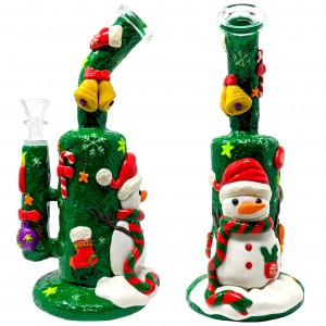 10" Carve A Merry Moment Xmas Bliss In Every Inhale Glow In The Dark Water Pipe - [GB753]