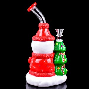 10" Winter Whimsy Snowman For A Merry Hit Glow In The Dark Water Pipe - [GB754]