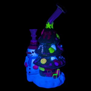 9.5" Tree Gleam Dream Spark Up W/ Glow In The Dark Xmas Water Pipe - [GB756] 