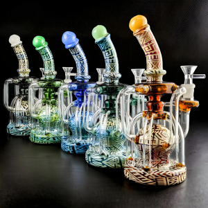 10" Global Flow Line Artistry Wordly Connections Recycler Water Pipe - [GB764]