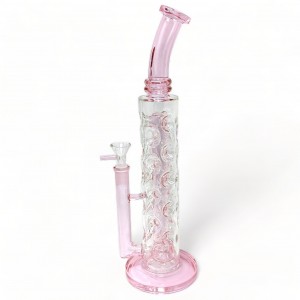 14" Bent-Neck Cylindrical Ergonomic Twist Matrix Perc Fab Egg Water Pipe - [GB767]