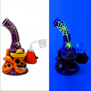 7" Spidey Spin Silly Squash Pumpkin Art Water Pipe - [GB789]
