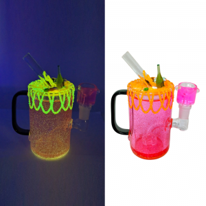 6.5" Fruity-Wine Bling Glimmering Aura Glow in The Dark Mug Water Pipe - [GB829]