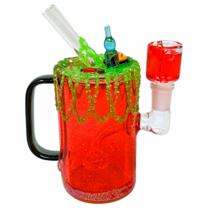 6.5" Fruity-Wine Bling Glimmering Aura Glow in The Dark Mug Water Pipe - [GB829]