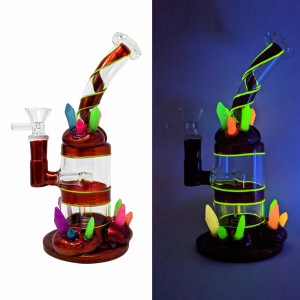 8" Crystalline Spire Glow in the Dark Water Pipe - B [GB959-B]