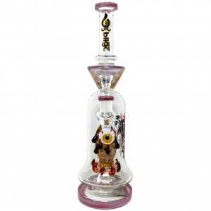 BIIGO Glass By Lookah - 14" Frightful Stare Toothsome Perc Water Pipe - Pink  [GT051]