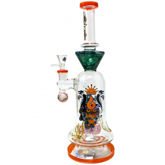 BIIGO Glass By Lookah - 14" Frightful Stare Toothsome Perc Water Pipe - Orange [GT053]