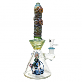 10" BIIGO Glass By Lookah Red Multi Devil Eye Matrix Perc Beaker Water Pipe - [GT065]