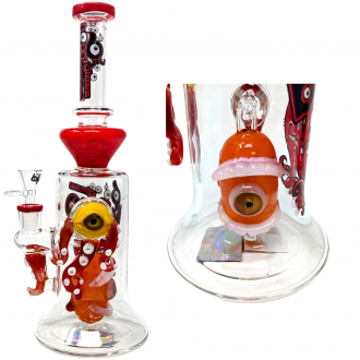 BIIGO Glass By Lookah - 12.5" 'Mouth Full of Eye-Perc' - Tentacle Vision Water Pipe - [GTG-17]