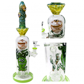 BIIGO Glass By Lookah -  16" Ballistic Spooky Eye W/ Tentacled Perc Water Pipe [GTG-25]