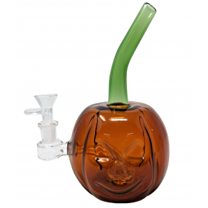 Indented Smile Showerhead Perc Pumpkin Water Pipe Rig - [HAJ-2215]