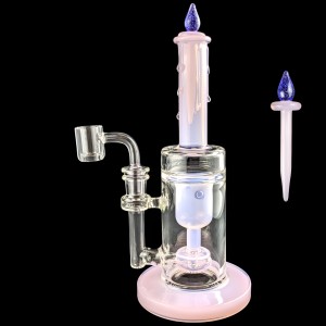 10" Illuminate Your Smoke Sessions - Candlelit Serenity W/ Sprinkler Perc and glass dabber, Water Pipe - [HAJ2244]