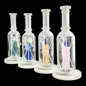 9" Frosted Glass Illumi-Glow Candle Perc Water Pipe [HAJ2249]