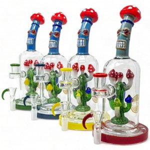 On Point Glass - 10" Laughing in the Forest Matrix Mushroom Tree Perc Water Pipe - [HAJ2257]