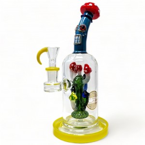 On Point Glass - 10" Laughing in the Forest Matrix Mushroom Tree Perc Water Pipe - [HAJ2257]