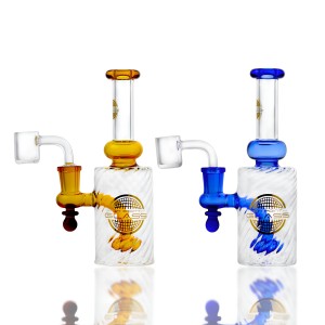 On Point Glass - 7" Straight Tube Perc Water Pipe with Banger 