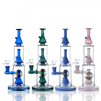 On Point Glass - 11" Premium Twin Beaker Perc Glass Water Pipe