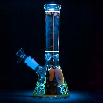 9.5" Halloween Themed Beaker Bong - Glow in the Dark