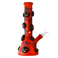 9.5" 3D Spooky Boo Halloween Beaker Water Pipe - Glow in the Dark