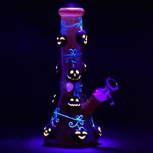 9.5" 3D Spooky Boo Halloween Beaker Water Pipe - Glow in the Dark