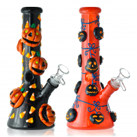 9.5" 3D Spooky Boo Halloween Beaker Water Pipe - Glow in the Dark