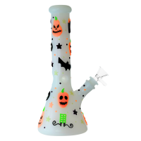 9.5" Spooky Boo Halloween Beaker Water Pipe - Glow in the Dark