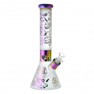 14" Space Explorer 7mm Frosted Glass Beaker Bong