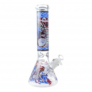 14" King Cobra Snake Beaker Bong - Glow in the Dark