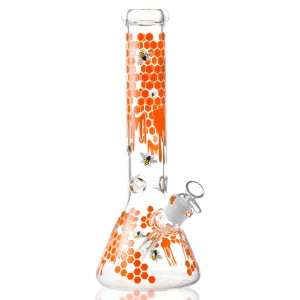 14" Honeydrip Beaker Bong Assorted Color - Glow in the Dark