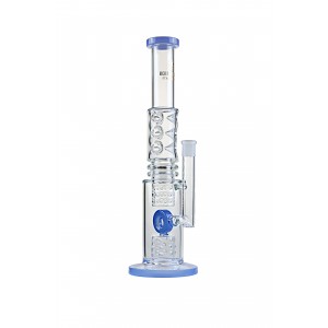 18" High Point Glass Donut Perc Ice Catcher Chamber Straight Water Pipe - [DY-216]