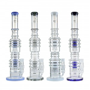 21.5" High Point Glass Double Tree Perc Multi Rim Water Pipe [DY-228] 